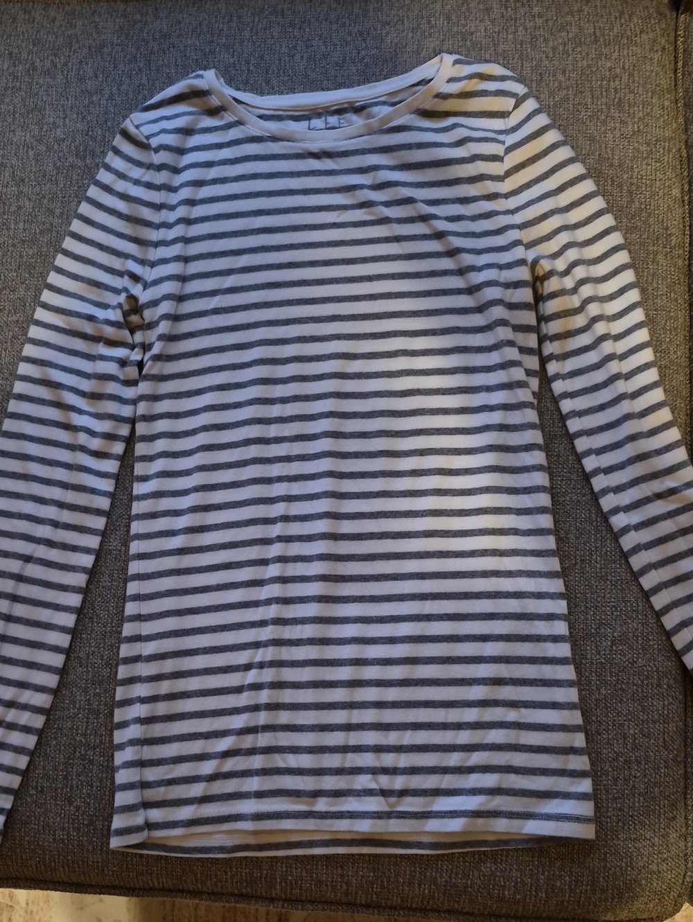 a new day White and Gray Striped Long Sleeve Jersey Top